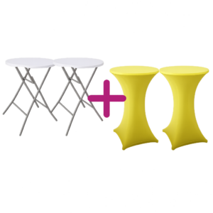 2x Statafel New York incl. 2x stretchrok met topcover