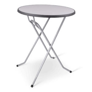 Tafel met inklapbare poten, ideaal voor kleine ruimtes en campinggebruik.