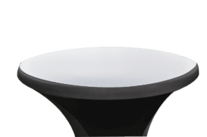 Ronde barkruk met zwart voetstuk, ideaal voor bars en keukeneilanden.