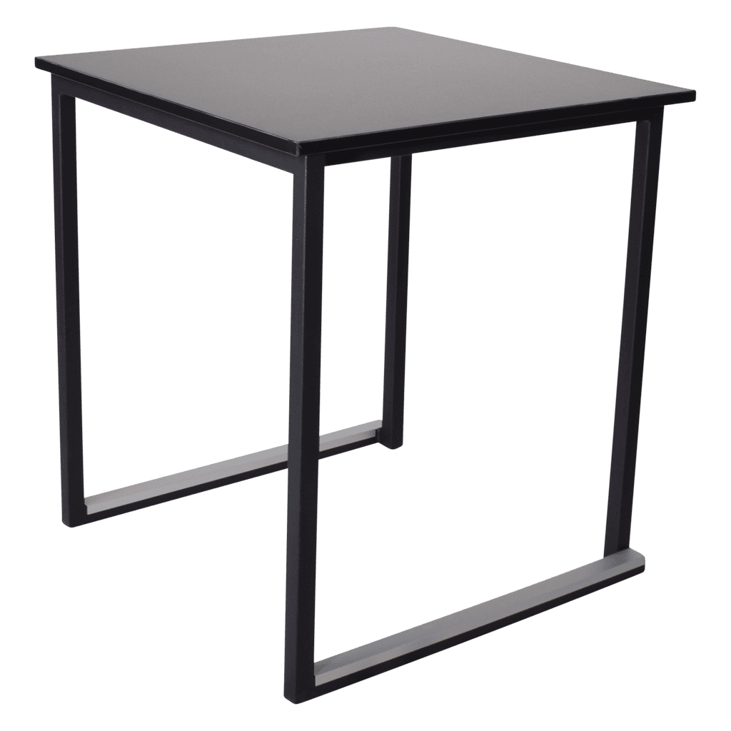 Statafel met zwart frame en grijs blad, ideaal voor evenementen en horeca.