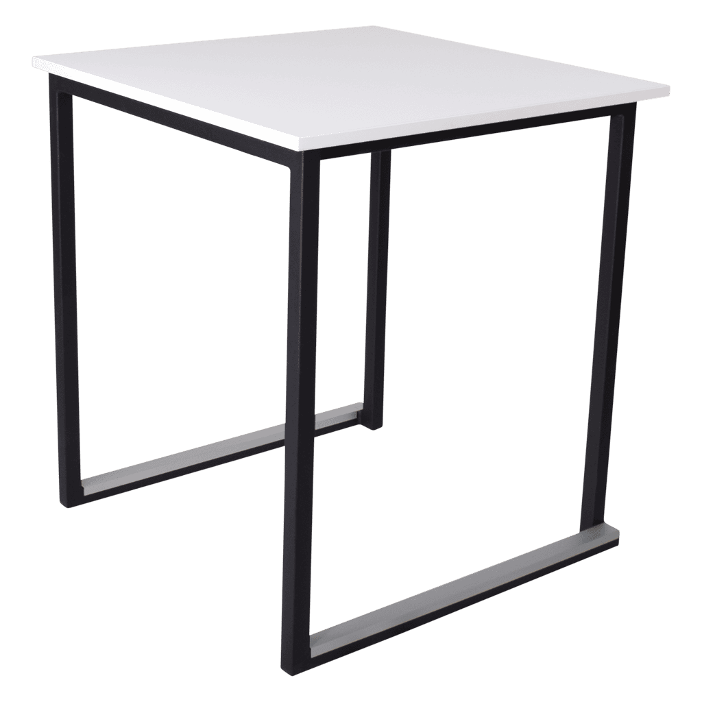 Statafel met zwart frame en wit blad, ideaal voor evenementen en horeca.