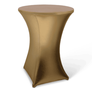 Gouden feesttafel met stretchstof cover voor evenementen en feesten.