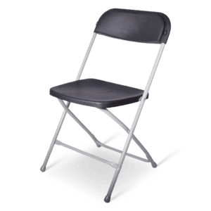Comfortabele zwarte opvouwbare stoel voor evenementen en vergaderingen.