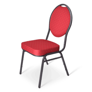 Vergaderstoel met rode bekleding, ideaal voor conferenties en evenementen.