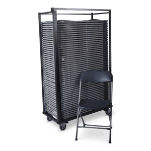 Statafel met opberglade en stoel voor evenementen en catering.