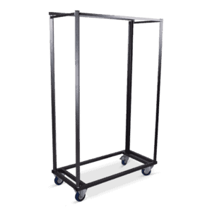 Stellingwagen voor opslag en transport met wielen en metalen frame.