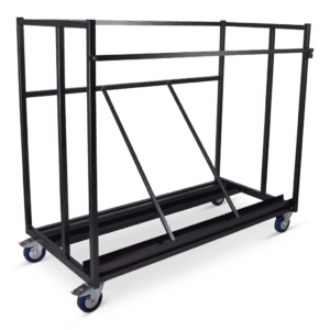 Veiligheidstrolley voor het verplaatsen van zware materialen op wielen.