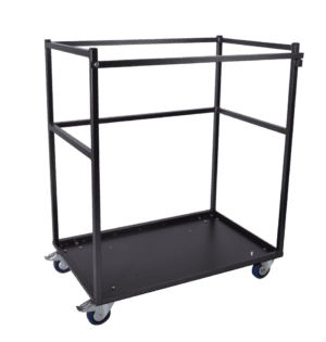 Robuuste stalen transportwagen voor logistiek en magazijngebruik.