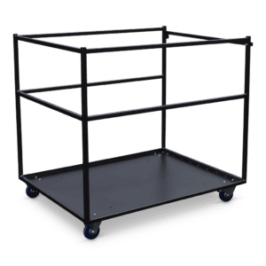 Stellingwagen met vier wielen voor opslag en transport in magazijn of werkplaats.