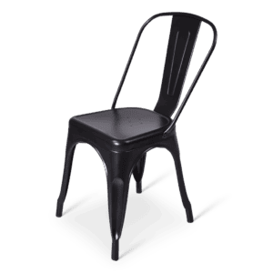 Robuuste metalen stoel voor interieur en buitengebruik.