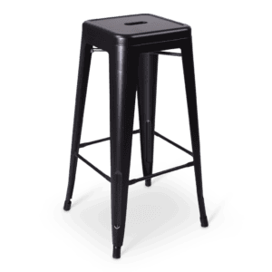 Zwarte statafelkruk voor bar, keuken of evenement, modern design.