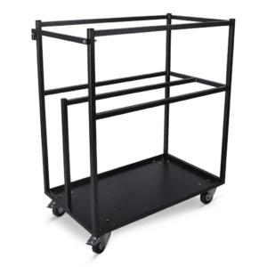 Statafelwagen met wielen, ideaal voor evenementen en cateringgebruik.