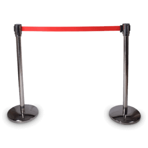 Statafel met afzetlint voor evenementen en beveiliging.