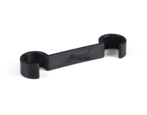 Veiligheidsklem voor kabels en elektrische verbindingen, zwart kunststof, stevige bevestiging.