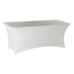 Wit bedrukte tafellinnen voor evenementen en feesten.